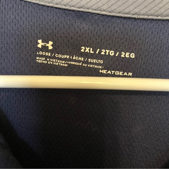 Under Armour Heat Gear Polo Navy and Gray Short Sleeve Loose Shirt XXL - Picture 4 of 9